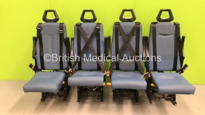 4 x Unwin Foldable / Removeable Ambulance Clamp Seats on Wheels *SN na*