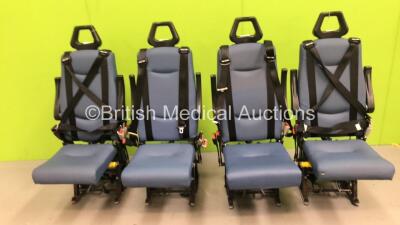 4 x Unwin Foldable / Removeable Ambulance Clamp Seats on Wheels *SN na*