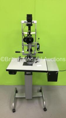 Haag Streit Bern SL900 Slit Lamp with Binoculars, 2 x 12,5x Eyepieces and Tonometer on Hydraulic Table (Powers Up) *S/N 900.2.1.53409*