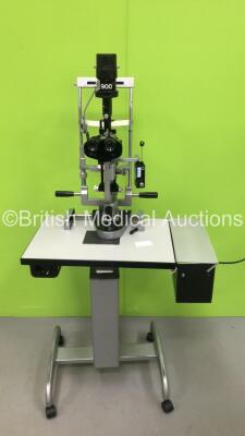 Haag Streit Bern SL900 Slit Lamp with Binoculars, 2 x 12,5x Eyepieces and Tonometer on Hydraulic Table (Powers Up) *S/N 900.2.1.53409* - 2