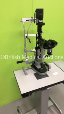 Haag Streit Bern SL900 Slit Lamp with Binoculars, 2 x 12,5x Eyepieces and Tonometer on Hydraulic Table (Powers Up) *S/N 900.2.1.53409* - 10