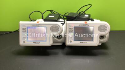 2 x Respironics BiPAP Focus Ventilators with 2 x Power Supplies (Both Power Up, 1 with "Error 343 - Battery Faulty or Missing" Message) *386908060208 / 3869070911-11*
