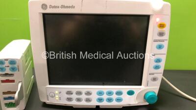 GE Datex Ohmeda F-FM-00 Patient Monitor with GE E-PSMP-00 Module Including ECG, SpO2, NIBP, P1, P2, T1, and T2 Options (Powers Up with Blank Screen) - 2