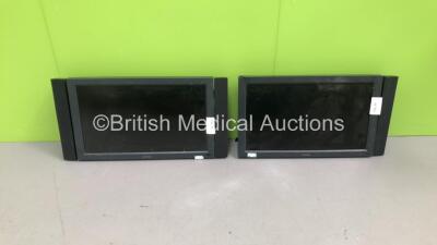 2 x Mitsubishi LCD Display Monitors (Both No Power - Both Damaged) *Cage*