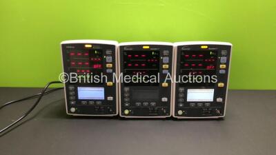 3 x Datascope Accutorr V Vital Signs Monitors with SPO2, NIBP and Printer Options (All Power Up) *A7501658G9 / A7501734G9 / A7516425C2*