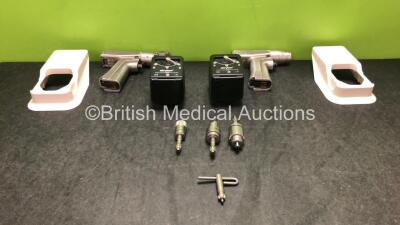 Job Lot Including 1 x Stryker System 6 Ref 6208 Sagittal Handpiece, 1 x Stryker System 6 Ref 6203 Rotary Handpiece, 2 x Stryker Ref 6126-130-000 Aseptic Battery Transfer Shields, 2 x Stryker Ref 6126-120-000 Aseptic Battery Housings, 1 x Stryker 6203-110 