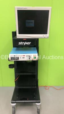 Stryker Stack Trolley with Stryker Vision Elect HD Monitor and Smith & Nephew Dyonics 300XL Light Source (Both Power Up) - 2