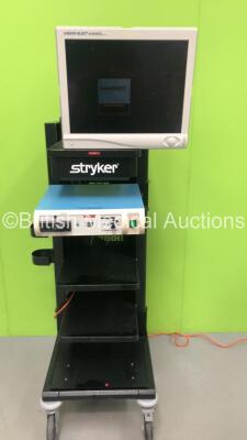 Stryker Stack Trolley with Stryker Vision Elect HD Monitor and Smith & Nephew Dyonics 300XL Light Source (Both Power Up) - 3