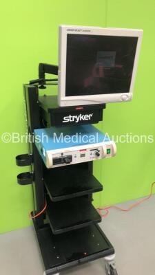 Stryker Stack Trolley with Stryker Vision Elect HD Monitor and Smith & Nephew Dyonics 300XL Light Source (Both Power Up) - 9