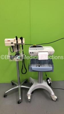 1 x GE Corometrics 170 Series Fetal Monitor on Stand with Finger Trigger and 1 x Welch Allyn Otoscope / Ophthalmoscope Set with 2 x Handpieces and 2 x Heads (Powers Up)
