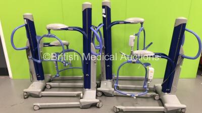 4 x Arjo Maxi-Move Electric Patient Hoist with Batteries and Controllers (All Power Up)