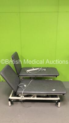 2 x Huntleigh Electric Patient Examination Couches with Controllers (Both Power Up)