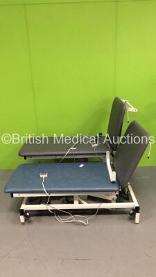 2 x Huntleigh Electric Patient Examination Couches with Controllers (Both Power Up)