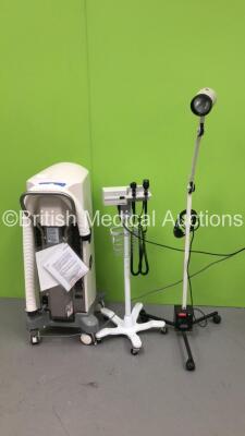 1 x Arizant Polar Air II System with Hose (Powers Up), 1 x Welch Allyn Otoscope / Ophthalmoscope Set with 2 x Handpiece and 2 x Heads (Powers Up) and 1 x Patient Examination Lamp on Stand (Draws Power - No Light - Missing Dial - See Pictures)