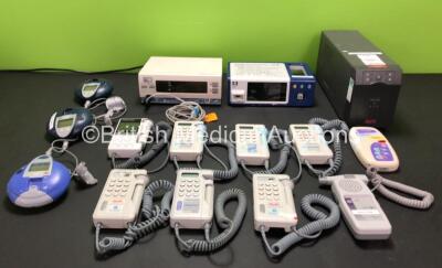 Mixed Lot Including 8 x Dopplers (1 x Missing Battery Casing - See Photos), 1 x Datex Ohmeda 3800 Oximeter, 1 x Graseby MR10 Neonatal Respiration Monitor (Damaged Casing - See Photos), 2 x Pari eTrack Controllers, 1 x Pari eBase Controller, 1 x Covidien N