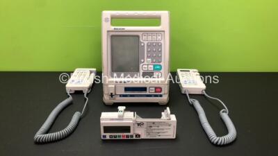 Mixed Lot Including 1 x CME Medical REF:300-041S T34 Syringe Pump (Powers Up with Stock Battery, Missing Battery Casing - See Photos), 2 x Huntleigh Dopplers (1 x Missing Battery Casing and 1 x Missing Probe Head - See Photos) and 1 x Baxter Colleague Pum