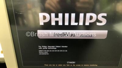 Philips IntelliVue MP70 Neonatal Touch Screen Patient Monitor Software Revision J.10.45 (Powers Up, Missing Button and Slight Damage to Casing - See Photos) with 1 x Module Rack *W* - 2