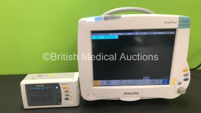 Philips Intellivue MP50 Anesthesia Monitor Software Revision G.01.80 *Mfd 2009* (Powers Up) 1 x Philips Intellivue X2 Handheld Patient Monitor Including ECG, SpO2, NBP, Press and Temp Options *Mfd 2009* (Powers Up with Stock Battery, Damaged Casing - See 