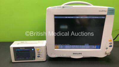 Philips Intellivue MP50 Anesthesia Monitor Software Revision G.01.80 *Mfd 2009* (Powers Up) 1 x Philips Intellivue X2 Handheld Patient Monitor Including ECG, SpO2, NBP, Press and Temp Options *Mfd 2011* (Powers Up with Stock Battery, Damaged Casing - See 