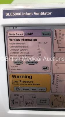 SLE5000 Infant Ventilator HFO TTV Plus Model M-1 Software Version 5.0 on Stand with Hoses (Powers Up) * Mfd 10/2011 * **SN 55062** - 6
