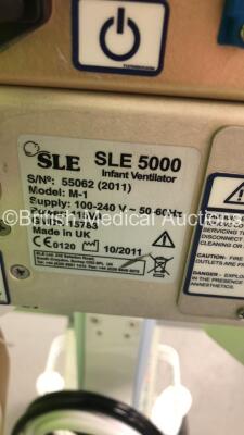 SLE5000 Infant Ventilator HFO TTV Plus Model M-1 Software Version 5.0 on Stand with Hoses (Powers Up) * Mfd 10/2011 * **SN 55062** - 11