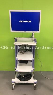 Olympus Stack Trolley with Olympus OEV261H Monitor and Olympus ECS-260 Connector Cable (Powers Up) *S/N 7115659* **A/N 0015624*