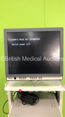 CTL Medical Stack Trolley with Olympus OEV191 Monitor, JVC Video Cassette Recorder and Zeiss MediLive Camera Control Unit (Powers Up) *S/N 7717307 / 383727* - 3