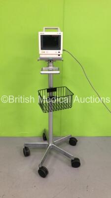 Philips M3046A M3 Patient Monitor on Stand with Philips M3000A Opt 06 Module with ECG/Resp / SPO2, NBP, Press and Temp Options (Powers Up) *S/N DE850158452*