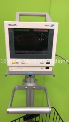 Philips M3046A M3 Patient Monitor on Stand with Philips M3000A Opt 06 Module with ECG/Resp / SPO2, NBP, Press and Temp Options (Powers Up) *S/N DE850158452* - 3