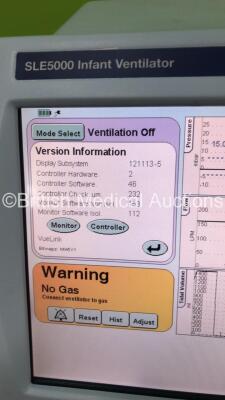 SLE5000 Infant Ventilator HFO TTV Plus Model M-1 Software Version 5.0 on Stand with Hoses (Powers Up) * Mfd 10/2011 * **SN 55063** - 10