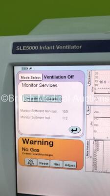SLE5000 Infant Ventilator HFO TTV Plus Model M-1 Software Version 5.0 on Stand with Hoses (Powers Up) * Mfd 10/2011 * **SN 55063** - 11