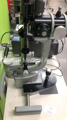 Haag Streit Bern SL 900 Slit Lamp with Binoculars, 2 x 12,5x Eyepieces, Lumenis Attachment, Lumenis Novus Spectra Laser Ref 0642-510-01 with Key (Powers Up - Key Included) *S/N 10070* **Mfd 09/2008** - 16