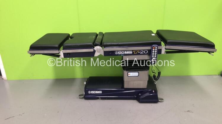Eschmann T-20 Electric Operating Table with Controller and Cushions (Powers Up) *Mfd 06/2003*