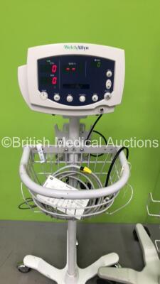 1 x Philips IntelliVue MP50 Patient Monitor on Stand with Philips M3015A #C06 Module Ref 862393 with Microstream CO2, Press and Temp Options, Philips A01C06 Module Ref 862442 with Press, Temp, NBP, SPO2 and Ecg/Resp Options and Leads and 1 x Welch Allyn 5 - 3