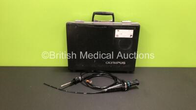 Olympus ENF-P4 Pharyngoscope in Case - Engineer's Report : Optical System - No Fault Found, Angulation - No Fault Found, Insertion Tube - No Fault Found, Light Transmission - No Fault Found, Leak Check - No Fault Found *1911498* (H)