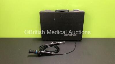 Olympus ENF-P4 Pharyngoscope in Case - Engineer's Report : Optical System - No Fault Found, Angulation - No Fault Found, Insertion Tube - No Fault Found, Light Transmission - No Fault Found, Leak Check - No Fault Found *W911011* (H)