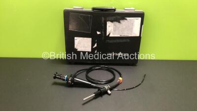 Olympus ENF-P4 Pharyngoscope in Case - Engineer's Report : Optical System - 1 Broken Fiber, Angulation - No Fault Found, Insertion Tube - Kinked at Grip, Light Transmission - No Fault Found, Channels - No Fault Found *1125399* (H)