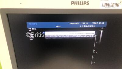 Philips iU22 Flat Screen Ultrasound Scanner *S/N B0G0XD* **Mfd 2013** on G.1 Cart Ref 8500-0064-02 Software Version 6.3.2.2 with 2 x Transducers / Probes (L12-5 and L17-5) and Sony UP-D897 Digital Graphic Printer (Powers Up) **IR457** - 5