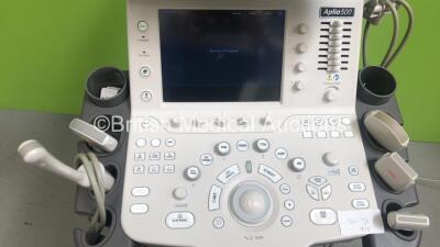Toshiba Aplio 500 Flat Screen Ultrasound Scanner TUS-A500 *S/N T5A14Z2206* **Mfd 12/2014** Software Version AB_V5.00*R305 with 5 x Transducers / Probes (PVT-375BT *Mfd 10/2014* / PVT-375BT *Mfd 02/2009* / PVT-781VT *Mfd 11/2014* / PLT-1204BT *Mfd 12/2014* - 3