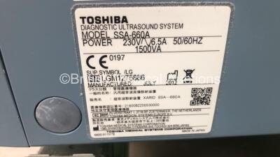 Toshiba Xario SSA-660A Flat Screen Ultrasound Scanner *S/N LGM1275886* **Mfd 07/2012** with 1 x Transducer / Probe (PVT-661VT) and Sony UP-D897 Digital Graphic Printer (Powers Up) ***IR452*** - 9