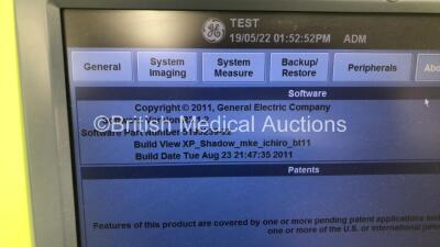 GE Logiq E9 Flat Screen Ultrasound Scanner Model 5205000-6 *S/N 109084US4* **Mfd 12/2011** Software Version R3.1.2 with 4 x Transducers / Probes (ML6-15-D Ref 5199103 *Mfd 11/2011* / 9L-D Ref 5194432 *Mfd 11/2011* / IC5-9-D Ref 5194434 *Mfd 08/2011* and C - 11