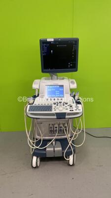 GE Logiq E9 Flat Screen Ultrasound Scanner *S/N 125722US9* **Mfd 03/2014** Ref 5205000-7 Software Version - R5 (upgraded), Software Revision - 1.3 with 4 x Transducers / Probes (L8-18i-D Ref 5336969 *Mfd 02/2014* / 9L-D Ref 5194432 *Mfd 11/2021* / ML6-15-