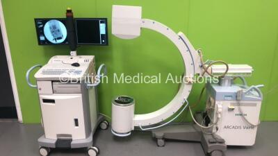 Siemens Arcadis Varic Mobile C-Arm Model No 07721710 with Dual Flat Screen Image Intensifier (Powers Up with Donor Key - Key Not Included - Exposure Taken) *S/N 7664* **Mfd 2012**