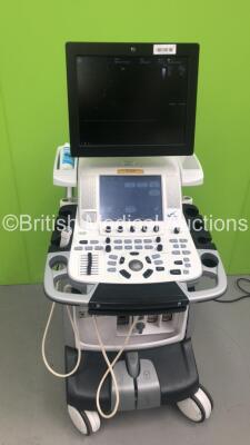 GE Vivid E9 Flat Screen Ultrasound Scanner *S/N VE93610* **Mfd 06/2012** Application Software Version 112 System Software Version 104.3.3 with 1 x Transducers / Probes (M5S-D Ref GE-R3MIX *Mfd 09/2015*) and Sony UP-D897 Digital Graphic Printer (Powers Up)