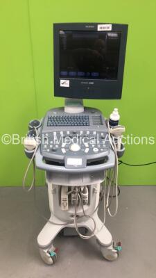 Siemens Acuson X300 Flat Screen Ultrasound Scanner *S/N 320398* **Mfd 06/2009** Model No 10037409 with 3 x Transducers / Probes (CH5-2 / VF13-5SP and VF10-5) and Sony UP-D897 Digital Graphic Printer (Powers Up)