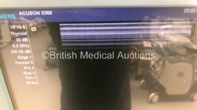 Siemens Acuson X300 Flat Screen Ultrasound Scanner *S/N 320398* **Mfd 06/2009** Model No 10037409 with 3 x Transducers / Probes (CH5-2 / VF13-5SP and VF10-5) and Sony UP-D897 Digital Graphic Printer (Powers Up) - 4