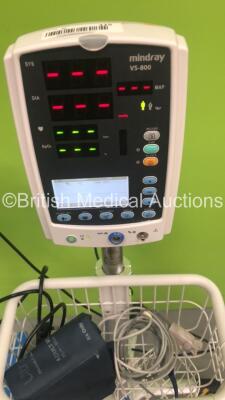 1 x Mindray VS-800 Vital Signs Monitor on Stand with SPO2 Finger Sensor, BP Hose and Cuff (Powers Up) and 1 x GE Dinamap Pro 100 Vital Signs Monitor on Stand (Powers Up) *S/N BY-2C142916 / 010M0409034* - 2