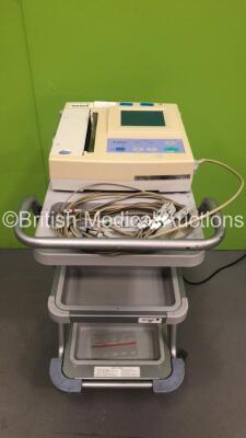 Fukuda Denshi FX-7402 CardiMax ECG Machine on Stand with 10 Lead ECG Leads (Powers Up) *S/N 500001204*