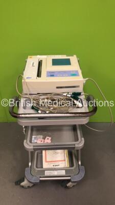 Fukuda Denshi FX-7402 CardiMax ECG Machine on Stand with 10 Lead ECG Leads (Powers Up) *S/N 500001729*