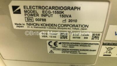 Nihon Kohden ECG-1550K Cardiofax V ECG Machine on Stand with 10 Lead ECG Leads (Powers Up) *GL* - 4